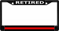 Retired Firefighter Thin Red Line Black License Plate Frame