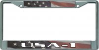 American Flag USA-1 Chrome License Plate Frame