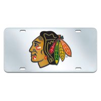 Chicago Blackhawks Silver Laser License Plate