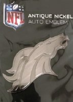 Denver Broncos Antique Nickel Auto Emblem