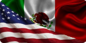 Mexican American Flags Split Photo License Plate