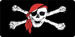 Pirate Skull With SCARF Photo License Plate