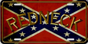 Redneck Confederate Flag Metal License Plate