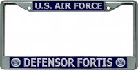 U.S. Air Force Defensor Fortis Chrome License Plate Frame