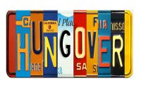 HUNGOVER Cut Style Metal Art License Plate