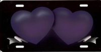 Double Hearts Purple Ribbon Airbrush License Plate