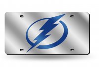 Tampa Bay Lightning "Circle Bolt" Silver Laser License Plate