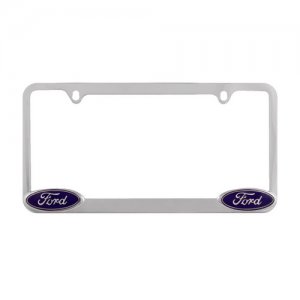 Chrome License Plate Frame with Ford logo in corners