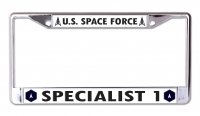 U.S. Space Force Specialist 1 Chrome License Plate Frame