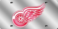 Detroit Red Wings Silver Laser License Plate
