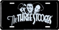 The Three Stooges On Black Metal License Plate