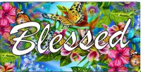 Blessed On Flowers And Butterflies Photo License Plate