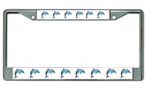 Dolphins On White Background Chrome License Plate Frame