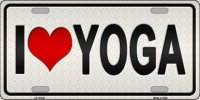 I Love Yoga Silver Metal License Plate
