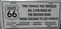 Route 66 - Vehicle Traveled All 2,448 Miles License Plate