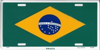 Brazil Flag Metal License plate