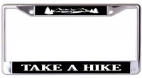 Take A Hike Chrome License Plate Frame
