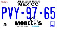 Mexico Morelos Photo License Plate