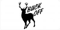 Buck Off On White Photo License Plate