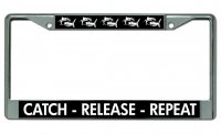 Catch Release Repeat Chrome License Plate Frame