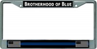 Brotherhood Of Blue With Flags Chrome License Plate Frame