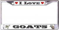 I Love Goats Chrome License Plate Frame