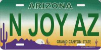 Arizona N JOY AZ Photo License Plate