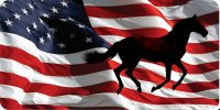 Silhouette Horse On U.S. Flag Photo License Plate