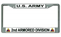U.S. Army 2nd Armored Division Chrome License Plate Frame