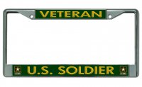 Army U.S. Soldier Veteran Chrome License Plate Frame
