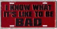 I Know ... To Be Bad Metal License Plate