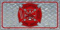 Volunteer Fire Diamond Metal License Plate