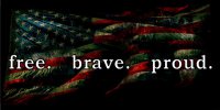 Free. Brave. Proud. On American Flag Photo License Plate