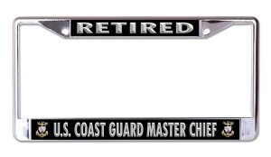 U.S. Coast Guard Retired Master Chief Chrome License Plate Frame