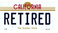 California Retired Metal License Plate