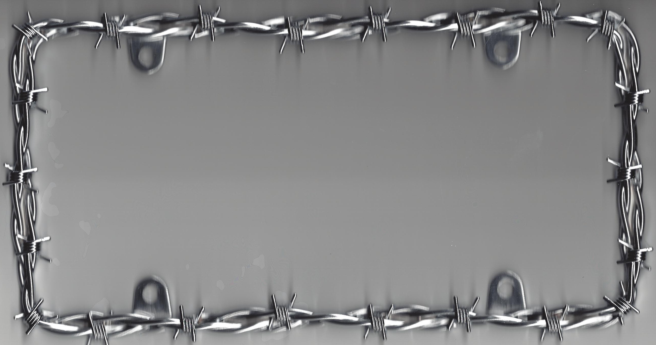Chrome Barbed Wire License Plate FRAME  Free Screw Caps with this FRAME