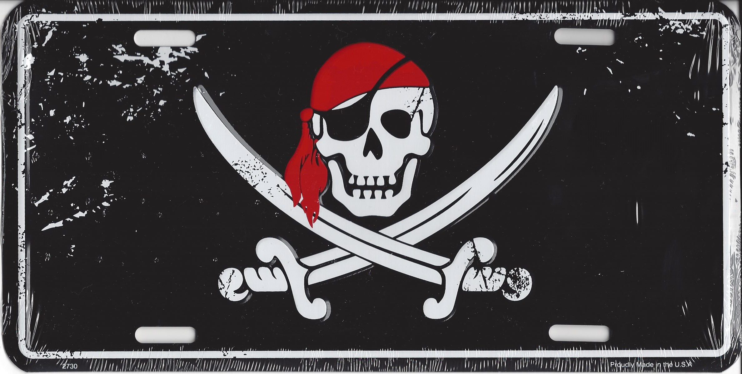 Pirate SKULL And Crossbones Black Metal Plate