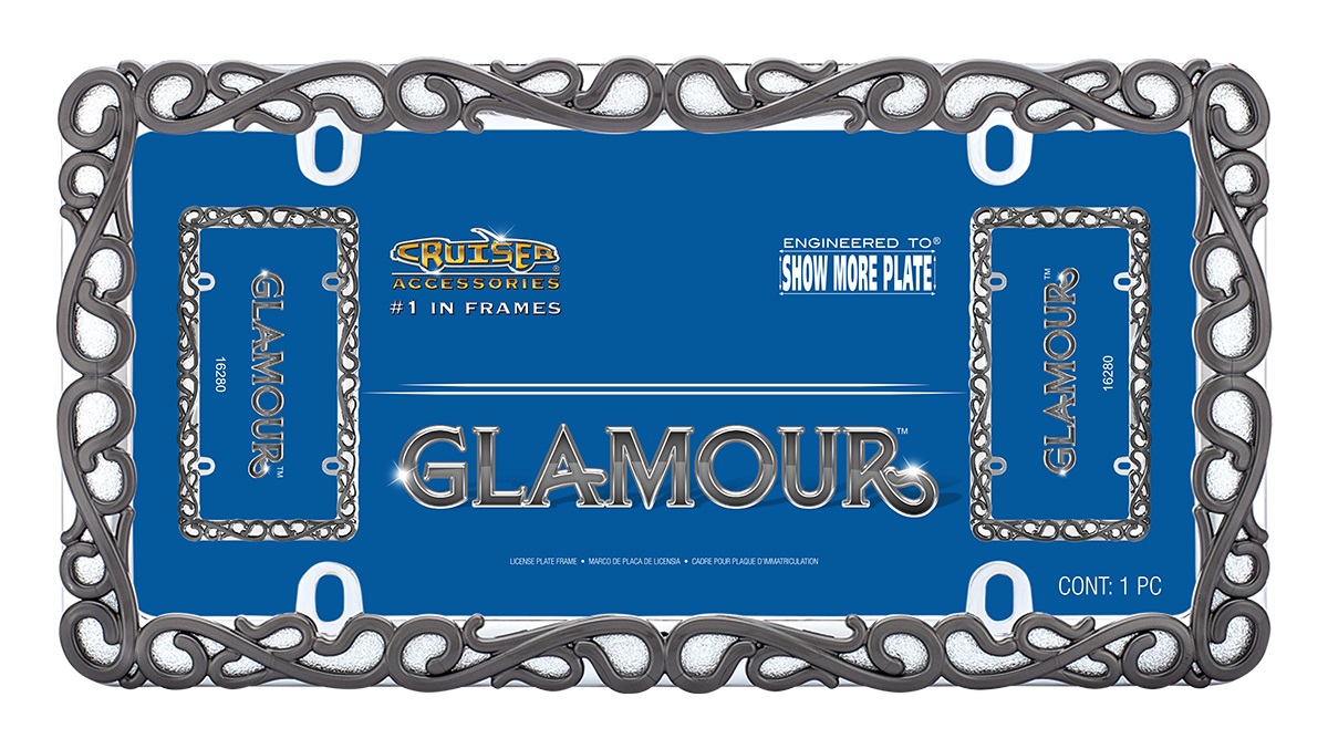Glamour Black Pearl Chrome License Plate FRAME