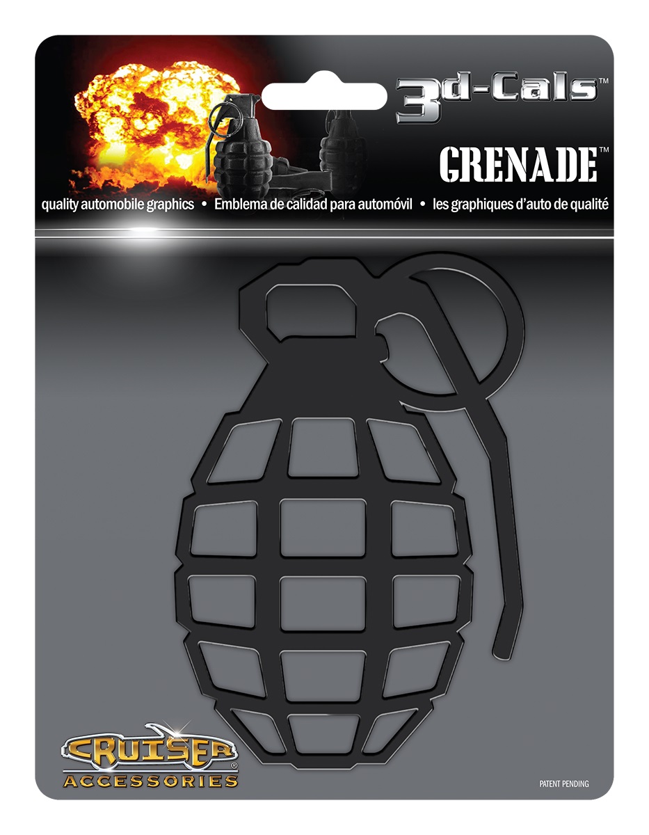 3D Cals  Grenade Black Plastic DECAL