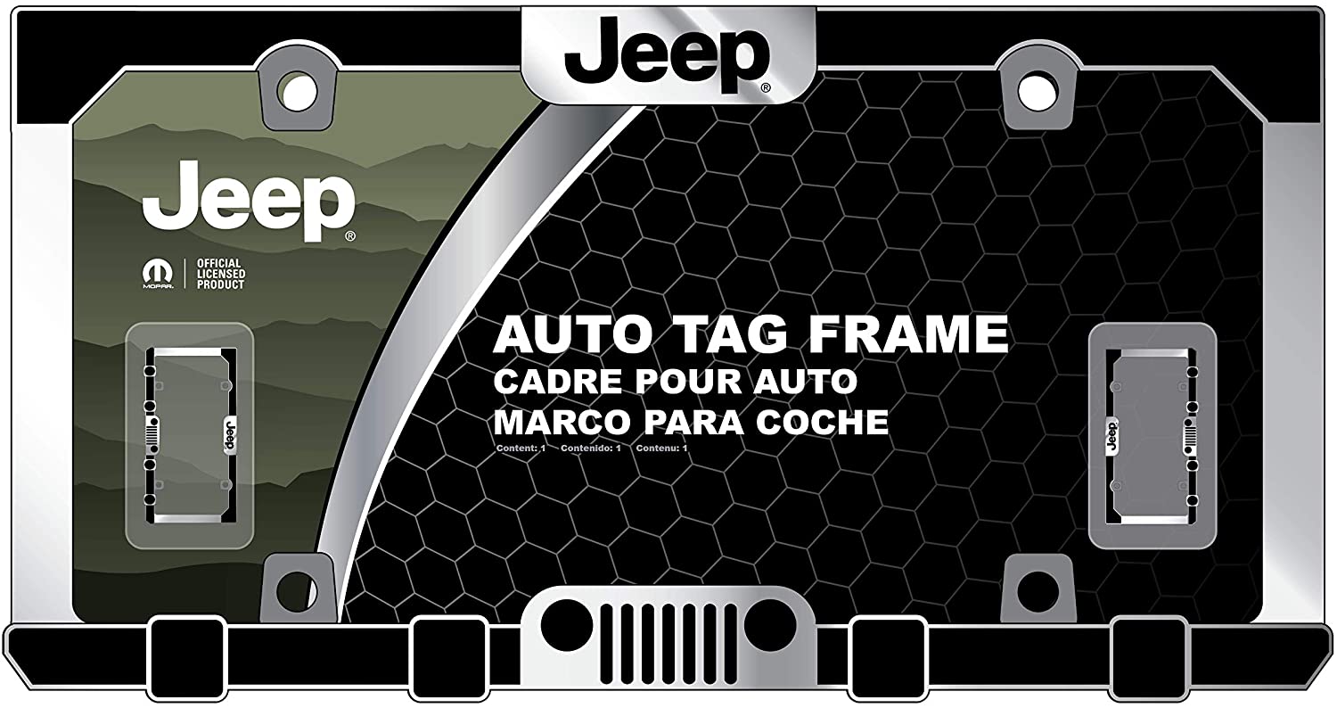 Jeep Front Grille Chrome License Plate Frame  Free Screw Caps with this Frame