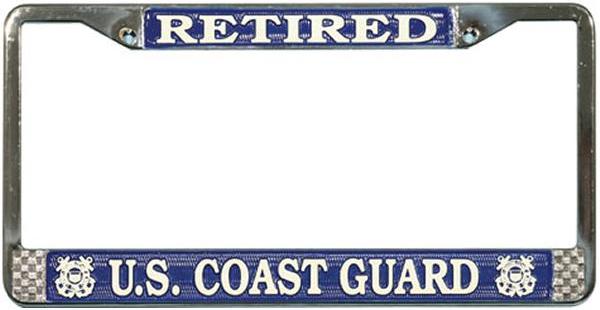 U.S. Coast Guard Retired Chrome License Plate Frame  Free SCREW Caps with this Frame
