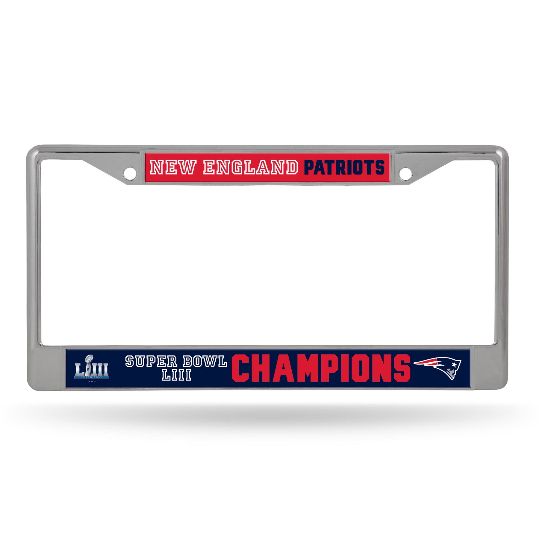NEW England Patriots Super Bowl Champs Chrome License Plate Frame