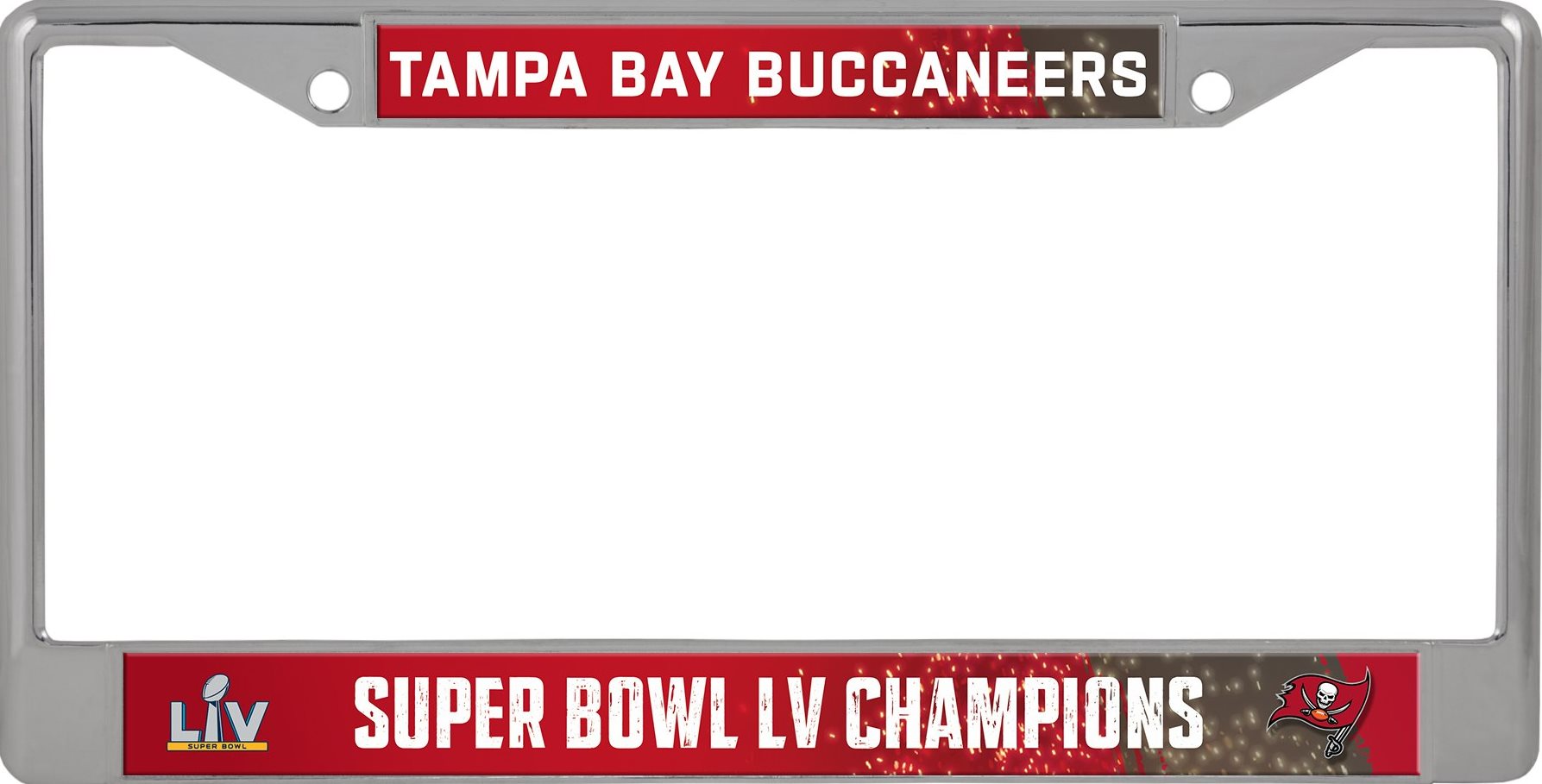 Tampa Bay Buccaneers Super Bowl LV Champs Chrome LICENSE PLATE Frame