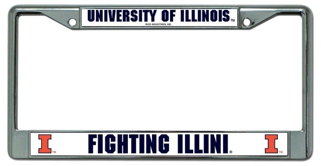 Illinois Fighting Illini Chrome License Plate FRAME