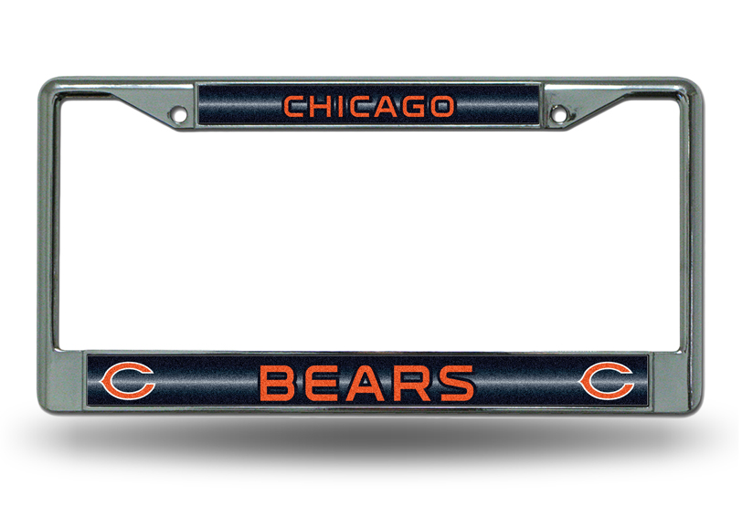 Chicago Bears Glitter Chrome License Plate Frame  Free Screw Caps with this Frame