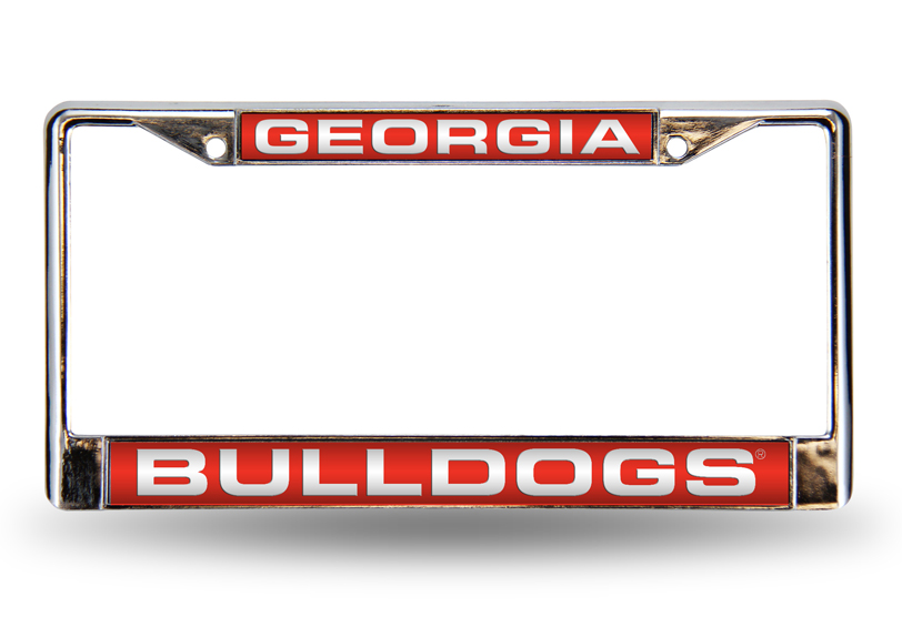 Georgia Bulldogs Laser Chrome License Plate FRAME  Free Screw Caps with this FRAME