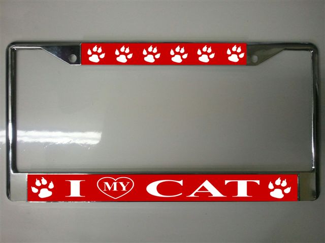 I Heart My Cat License Plate Frame Free SCREW Caps with this Frame