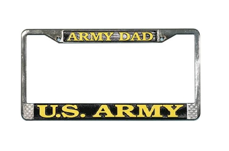 U.S. ARMY Dad Chrome License Plate Frame   Free Screw CAPs with this Frame