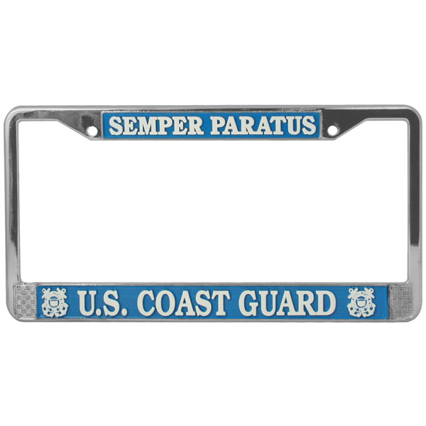 U.S. Coast Guard Semper Paratus Chrome License Plate Frame