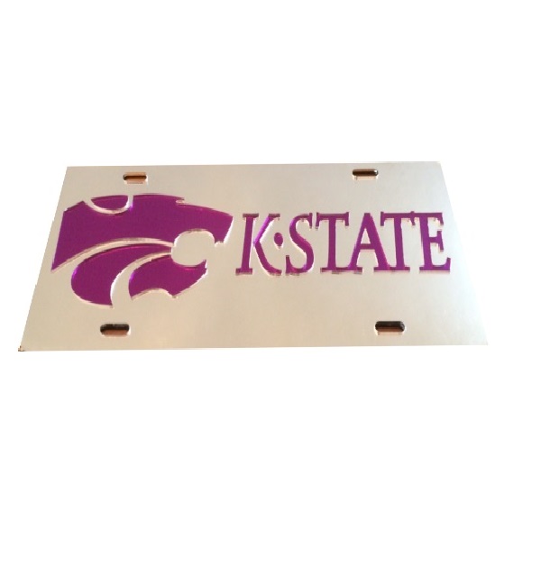 Kansas State Wildcats Silver Laser License Plate